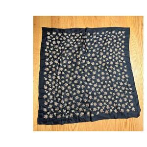 Vintage Black Floral Square Scarf Bandana Retro Neck Hair Bag Scarf